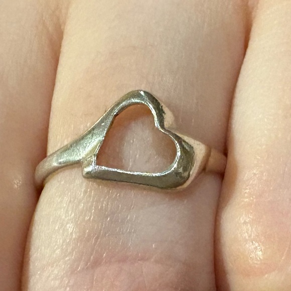 Sterling silver open heart ring stamped - Picture 1 of 6
